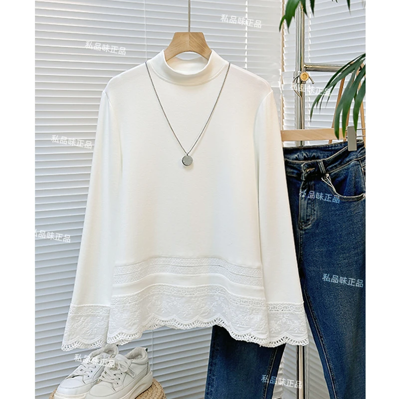 自发热加厚德绒打底衫女内搭可外穿洋气新款白色上衣秋冬L113401