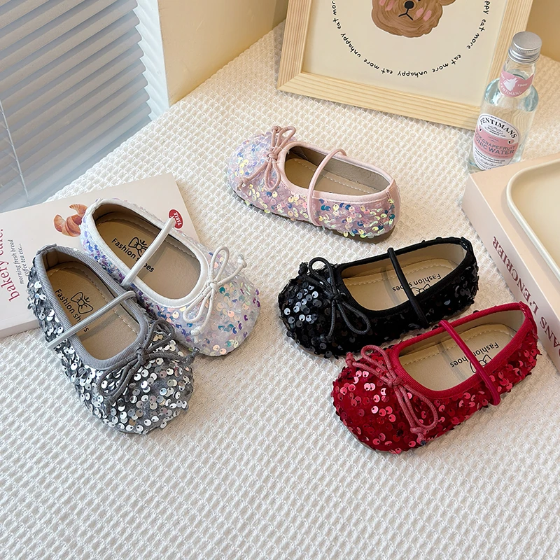 女童公主鞋2025春秋新款洋气彩色亮片儿童皮鞋小女孩软底防滑单鞋