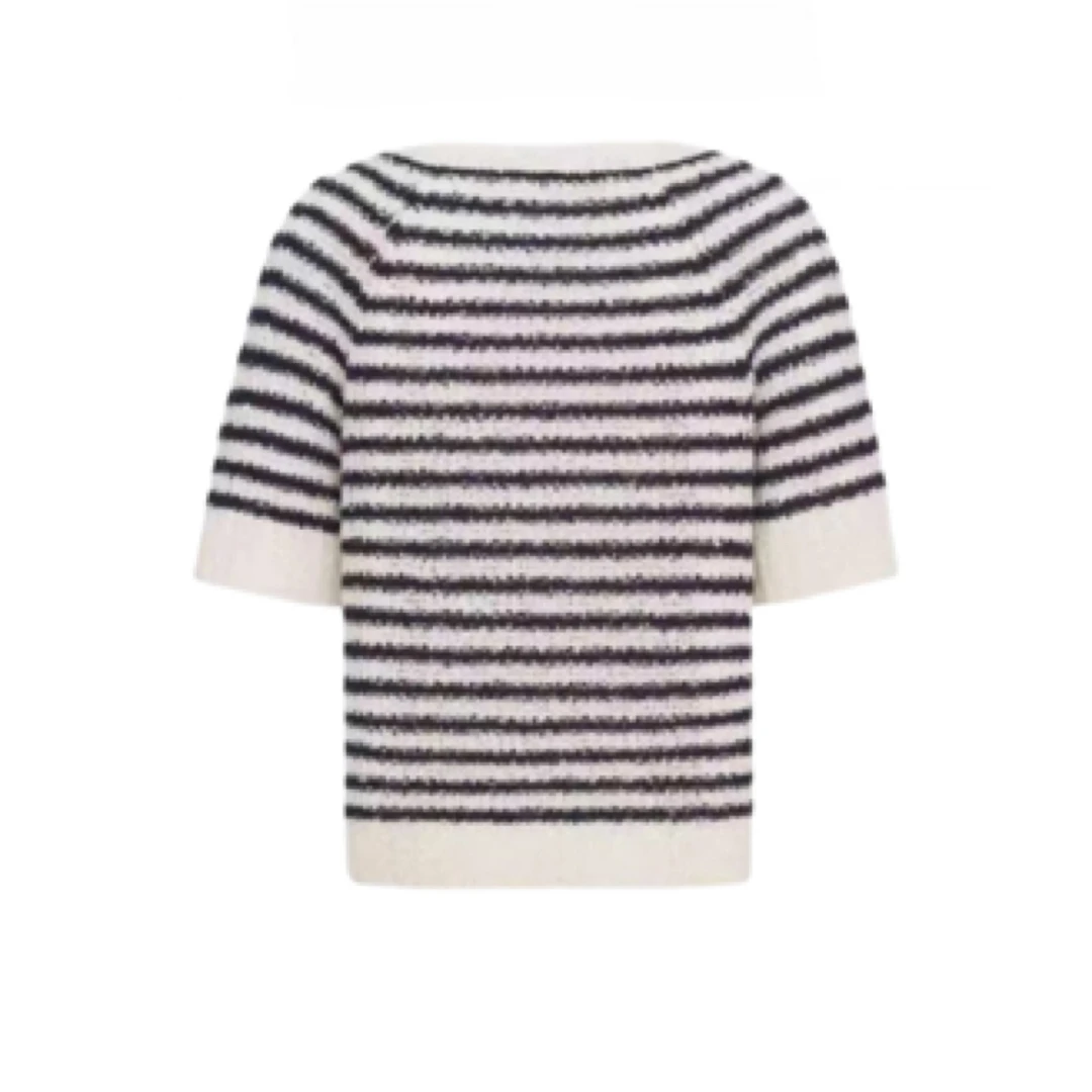 针织衫时尚夏季条纹黑白设计师圆领套头撞色-69051