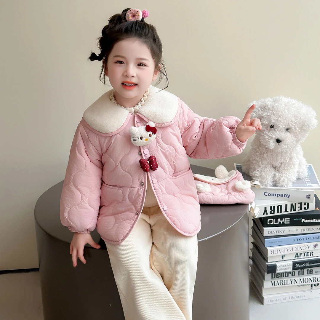 女童夹棉外套儿童韩版洋气加厚短款夹克小女孩宝宝秋冬装2025新款