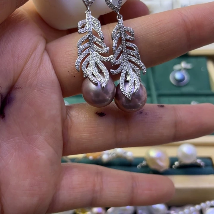 淡水珍珠耳饰合金当****朵