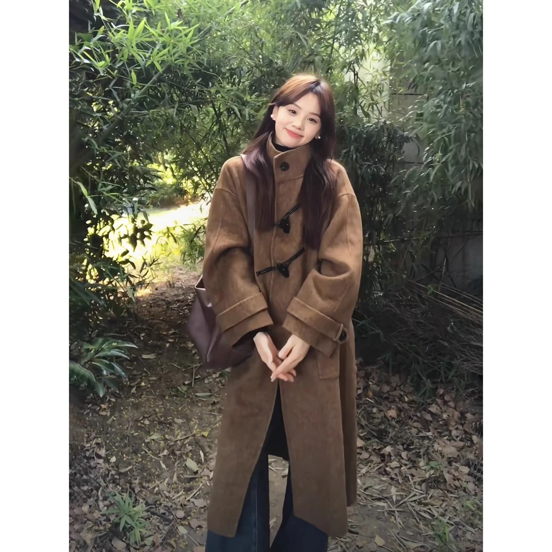 韩系呢子大衣女2025秋冬季新款毛呢外套小个子赫本风高级感正流行