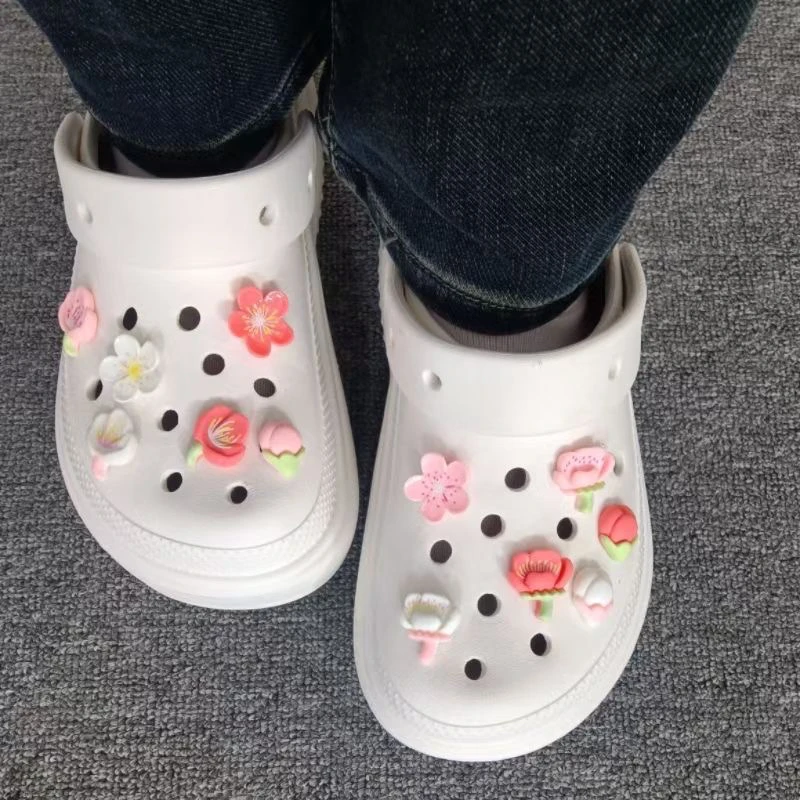 洞洞鞋扣小清新田园花朵桃花奶油ins可拆卸鞋扣diy鞋面装饰配件