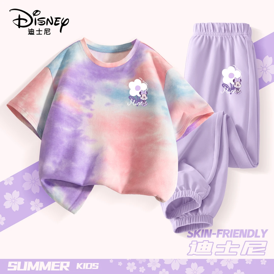 迪士尼儿童女套装时尚洋气时髦2025新款夏季女孩夏装童装女童衣服
