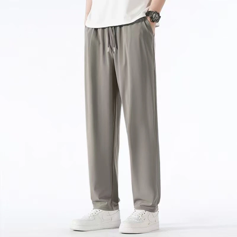 夏季薄款情侣宽松运动休闲裤百搭潮流弹力直筒速干男士束脚九分裤