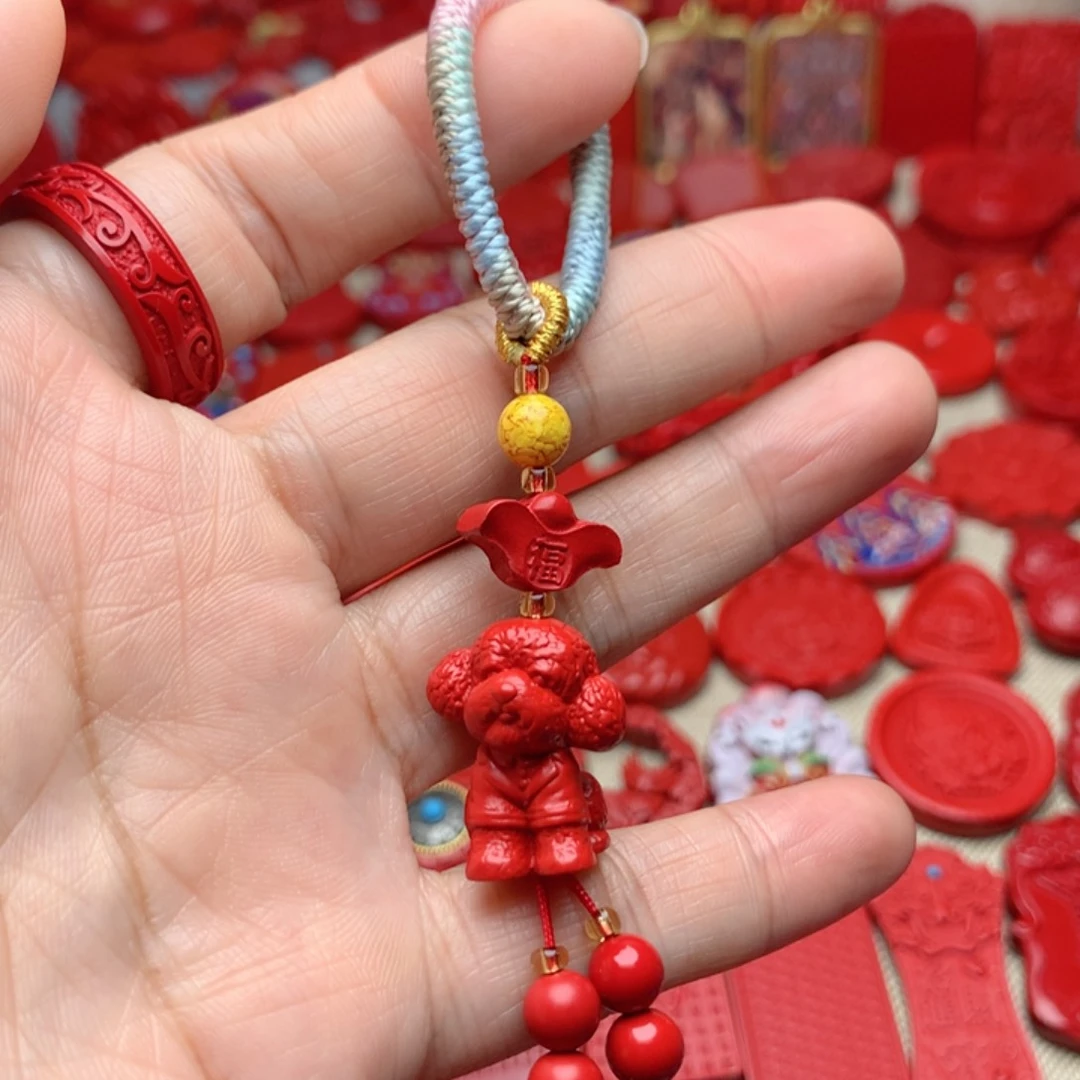 天然辰砂工艺品朱砂钥匙扣