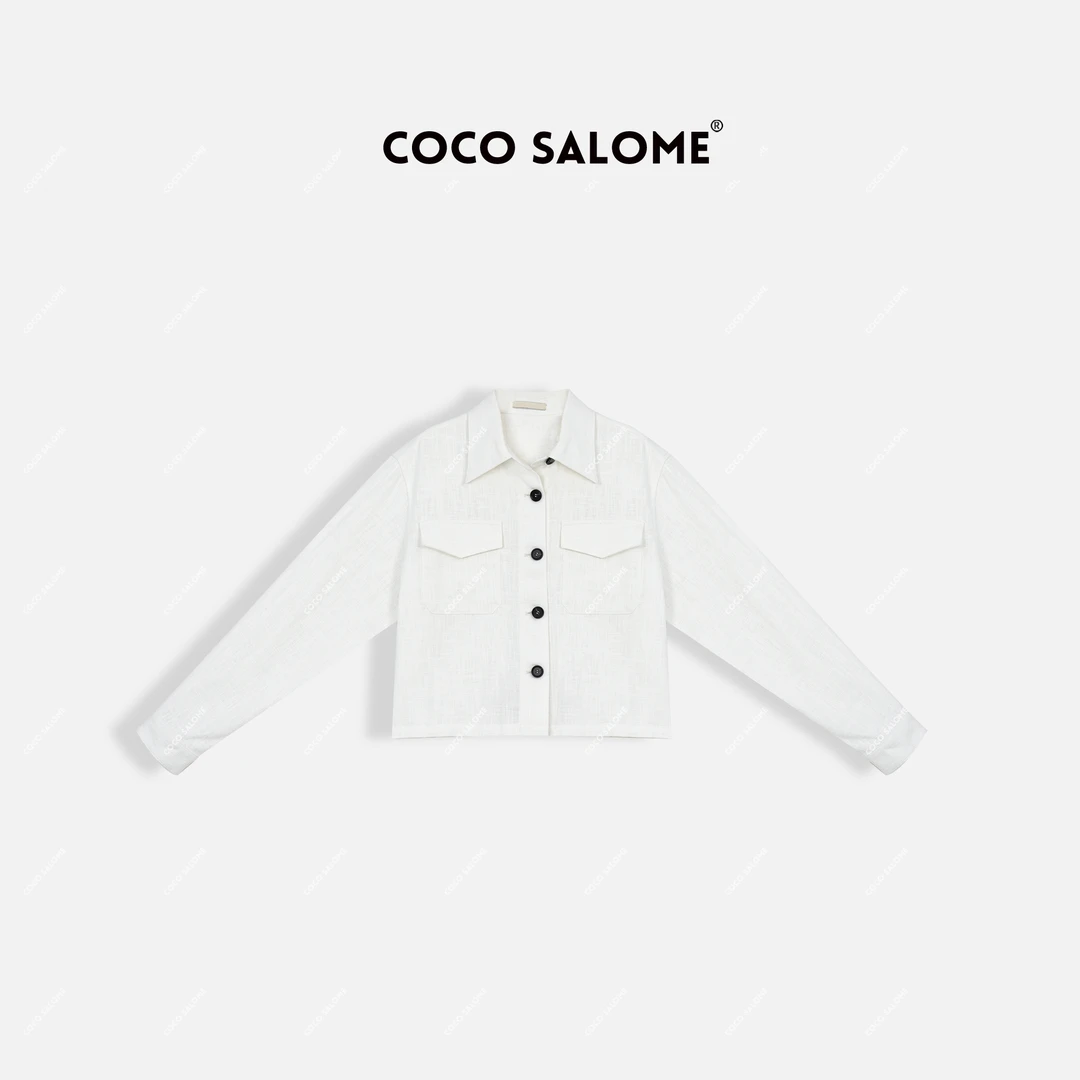 COCO SALOME⒁【春风拂面】麻+棉早春新款轻奢气质长袖衬衫5181