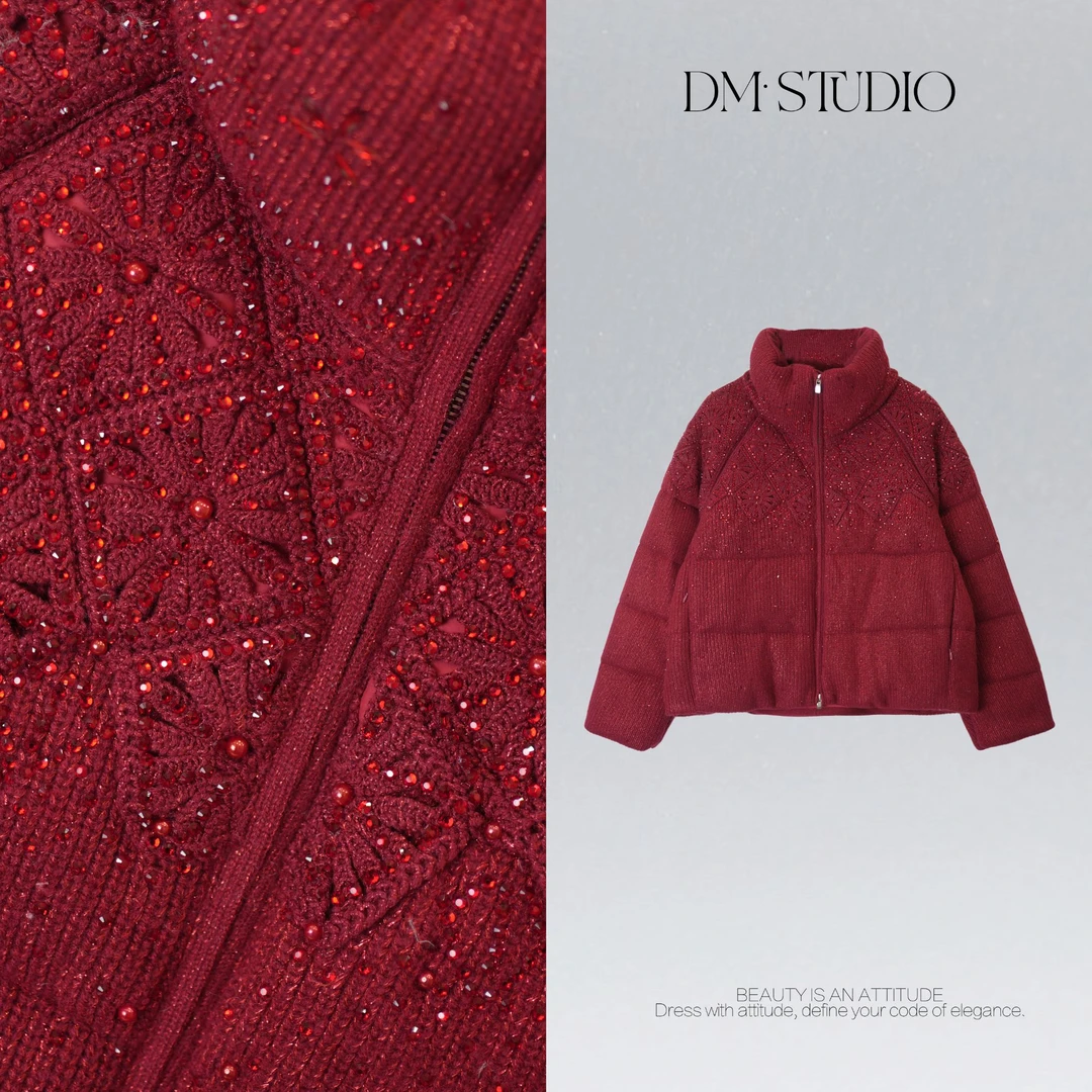 DEDM•STUDIO/冬季重工钉钻保暖厚款立领鹅绒外套2511WT/YR2522081