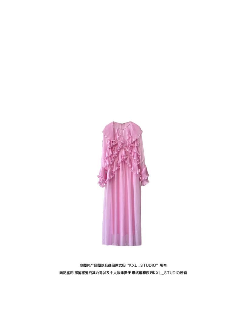KXL-STUDIO 【KELE精选】重磅手工荷叶边连衣裙25080
