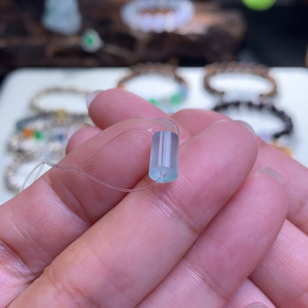 未镶嵌手链翡翠翡翠桶珠木纳天空蓝