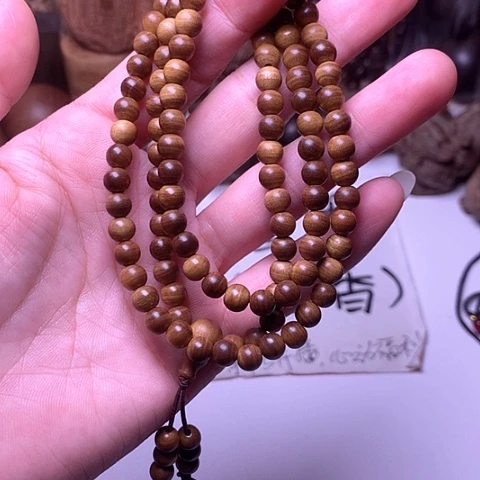 檀香木手串/手链檀香黑肉0.6/108横纹虎皮沉