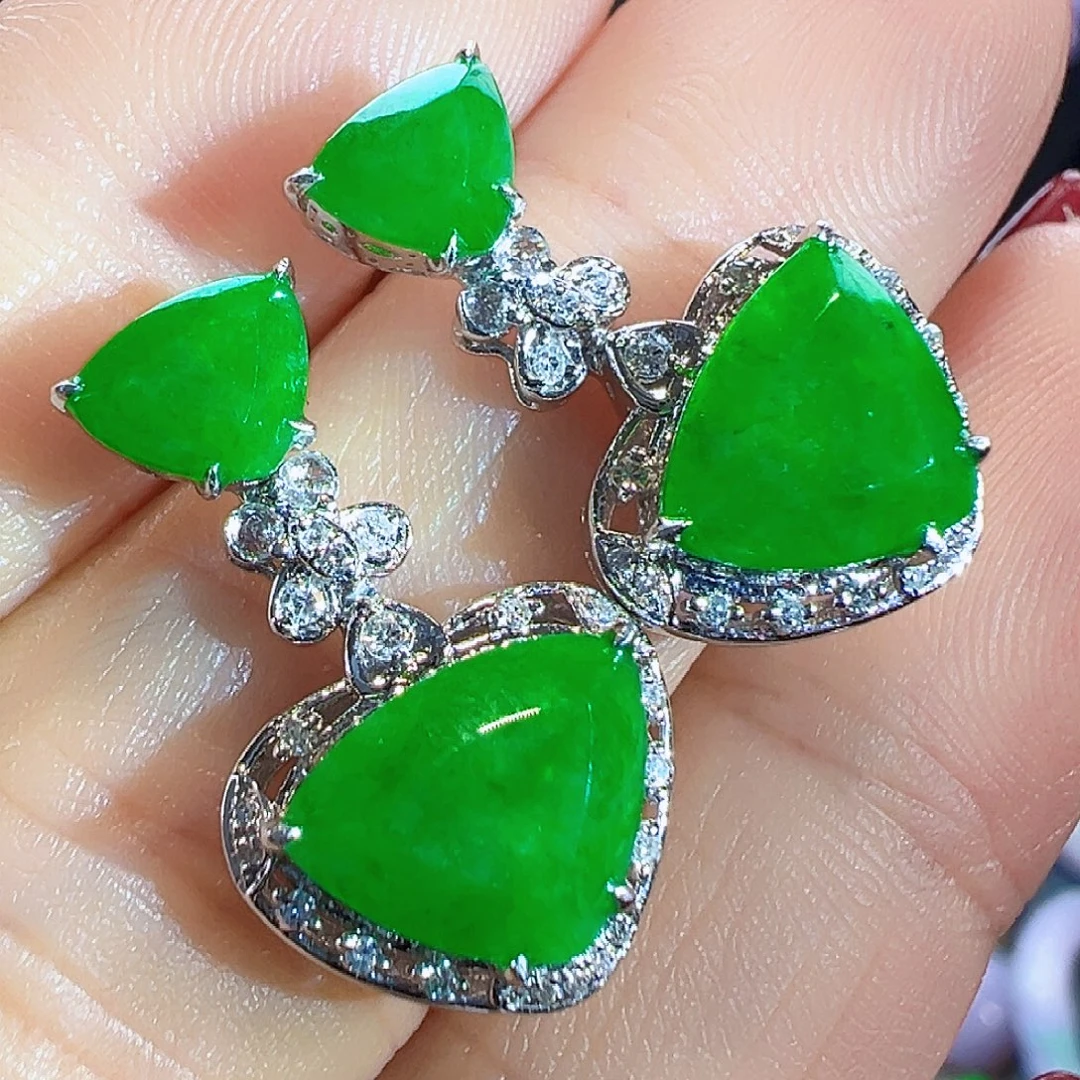 翡翠18K金镶嵌耳饰