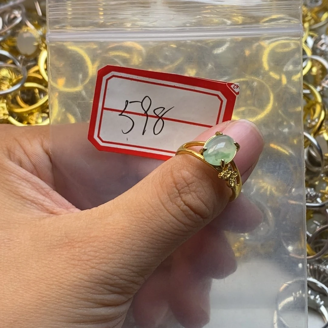 翡翠戒指银S925镶嵌翡翠首饰