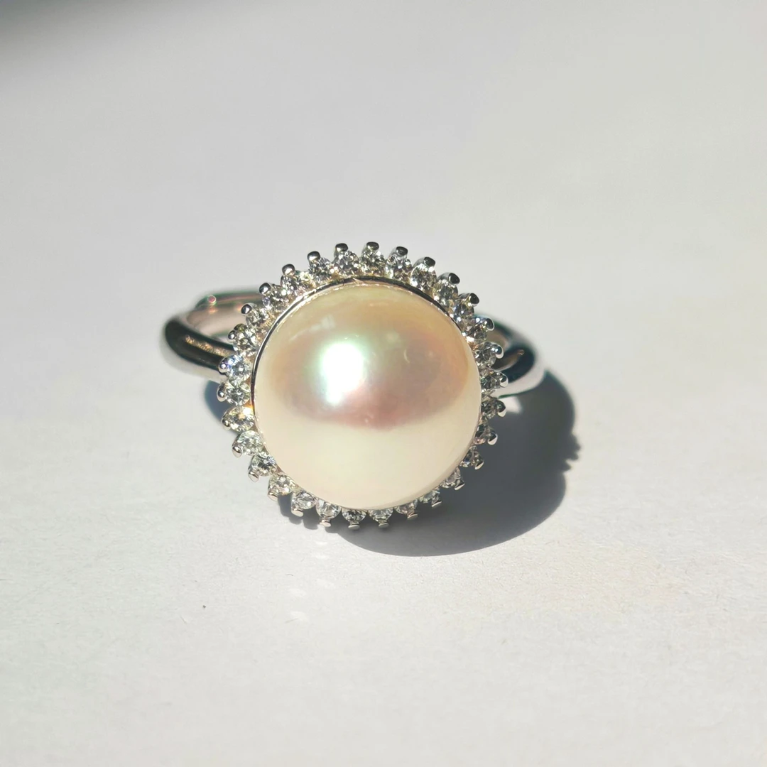 合金贝壳戒指 女款优雅太阳花设计开口轻奢气质