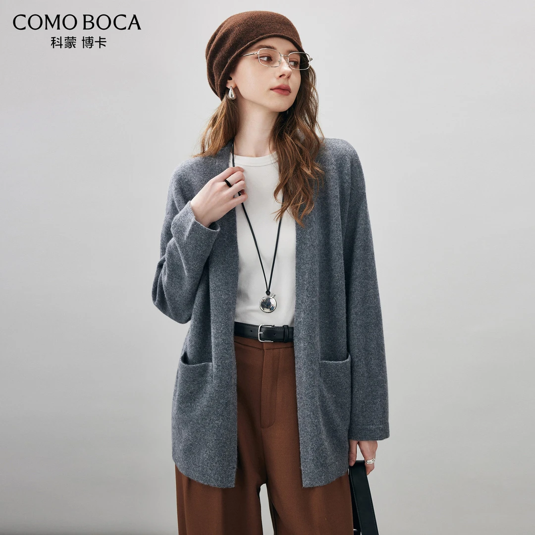 COMOBOCA/科蒙·博卡绵羊毛针织外套秋冬女开衫慵懒毛衣KST1138