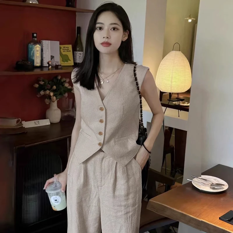 休闲风极简风法式时尚套装上衣西装套装女装宽松阔腿时尚百搭