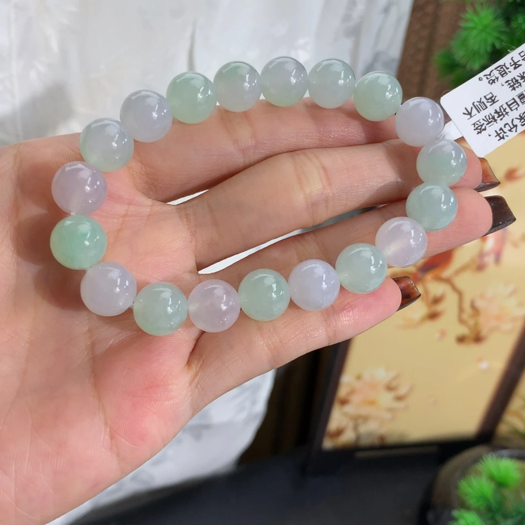 翡翠未镶嵌手串卡10胶润马卡龙手串