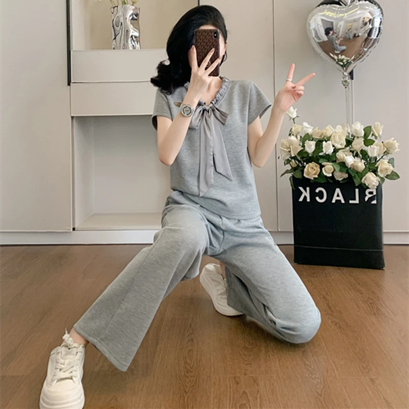 短袖套装时尚休闲夏季宽松夏装显瘦洋气小个子减龄显瘦两件套女