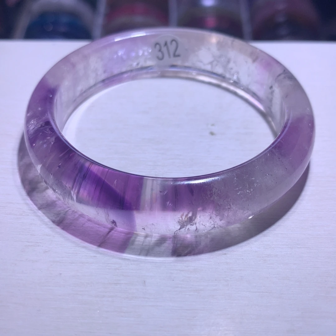 水晶手镯银S925镶嵌紫超56.7圈312