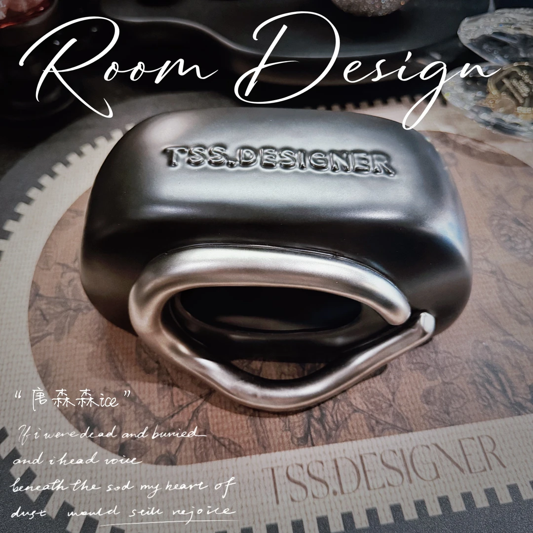 【唐森森设计】21.5*12.5*10.5cm高温陶瓷釉下彩纸巾盒抽纸盒摆件