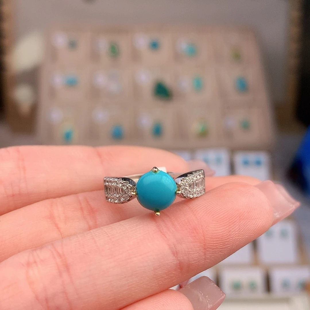 绿松石银S925镶嵌戒指