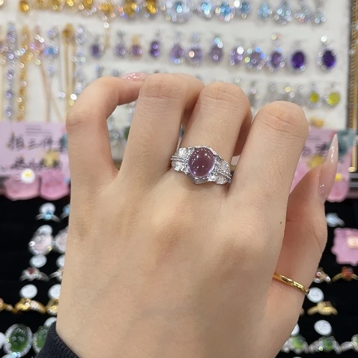 戒指银S925镶嵌紫晶