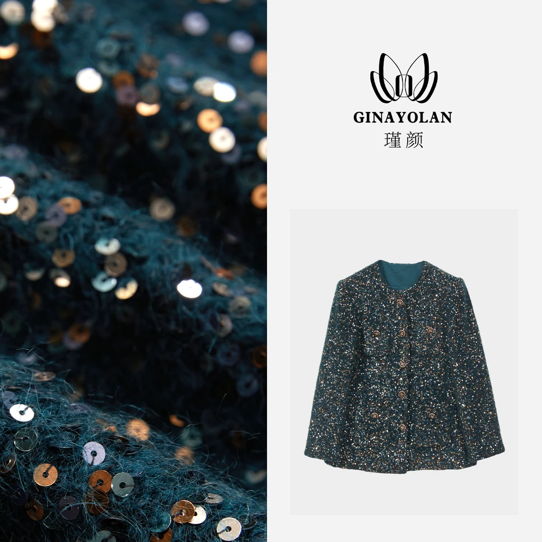 GINAYOLAN/瑾颜【奢系列】重磅小香风定制工厂奢华珠片精致外套