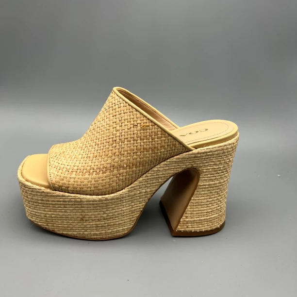 co000 蔻 草编高跟拖鞋