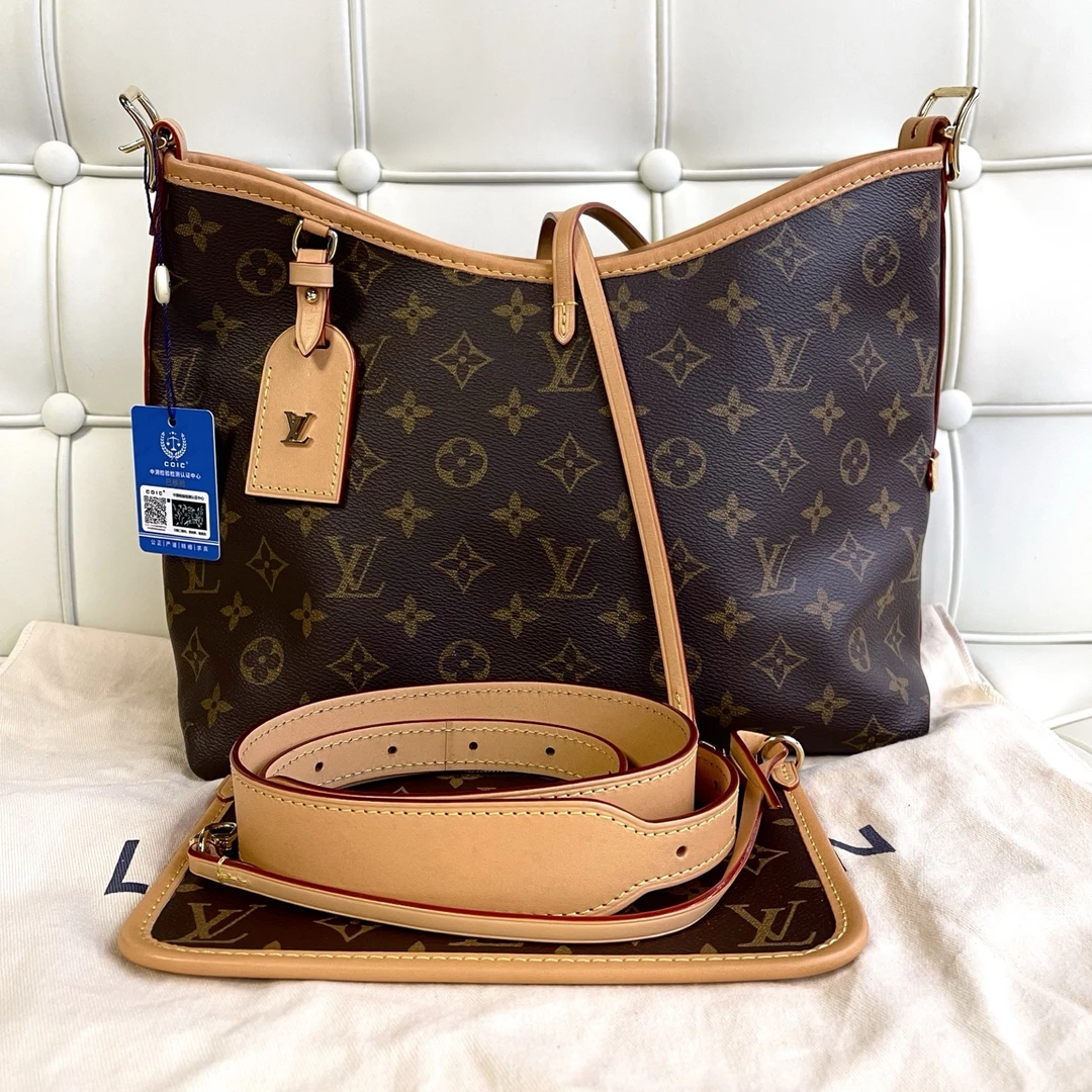 99新 LouisVuitton/路易威登 120218 lv 老花carryall小号斜挎包
