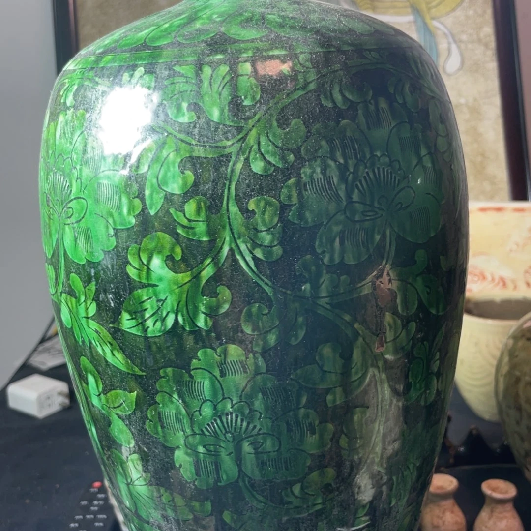 瓷州窑绿色大梅瓶用****6