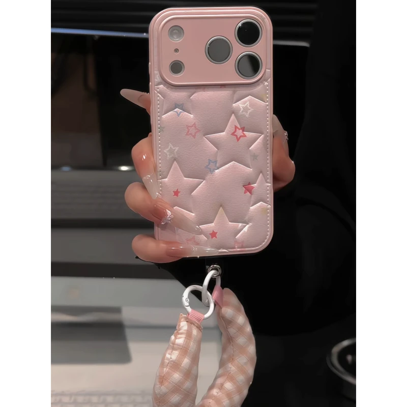 满屏星星适用苹果17p手机壳16pm肤感五角星15plus小众华为p70女