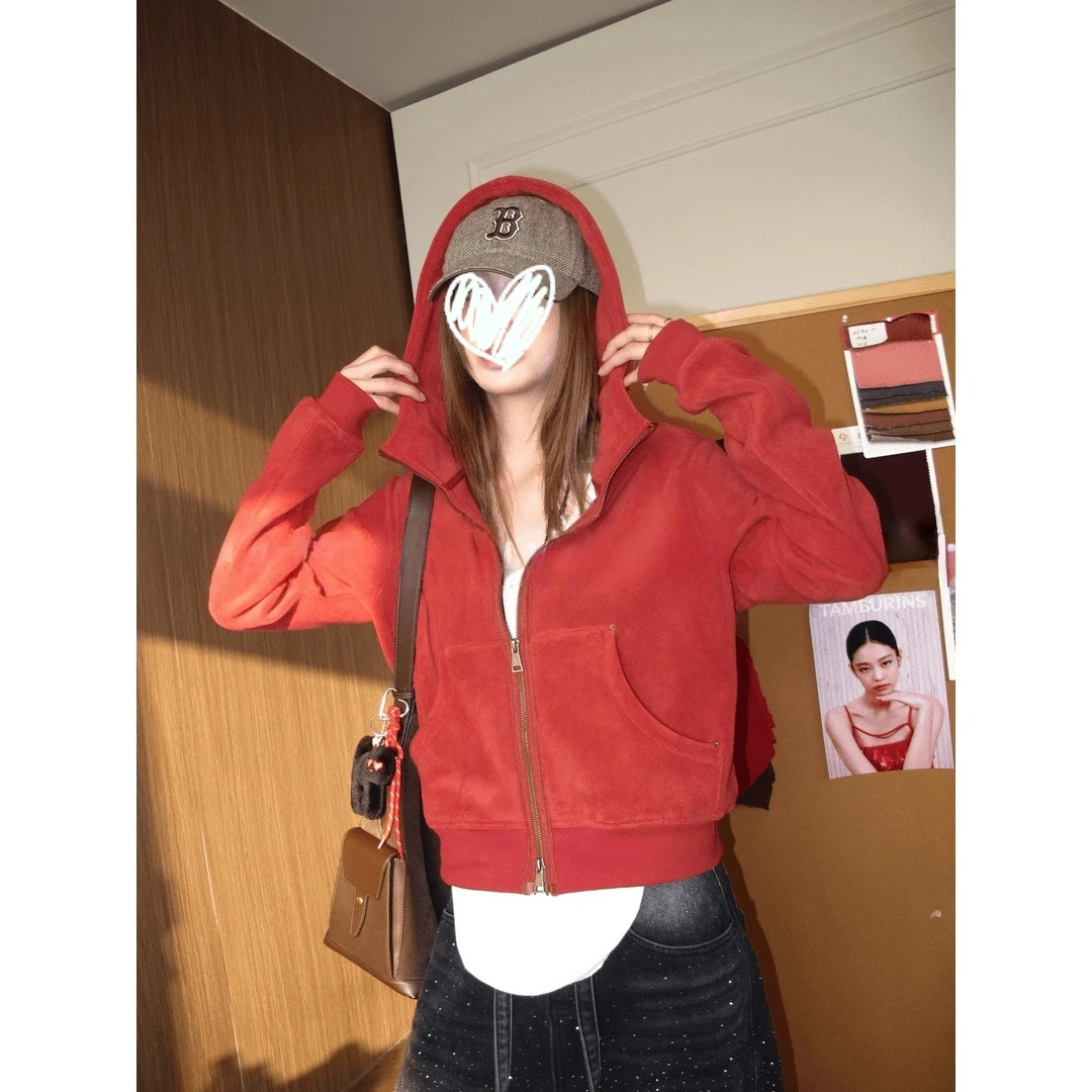 【周末出逃】秋冬新款美式复古连帽卫衣外套23792#