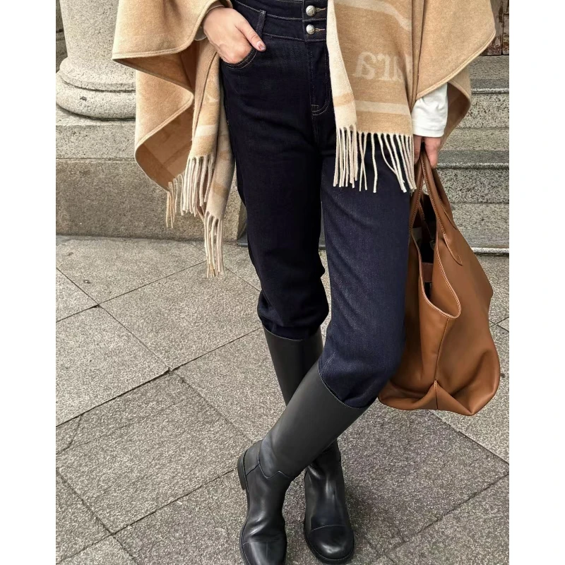 D&MX 高密暖绒显直显瘦保暖高个子小烟筒牛仔裤C27008