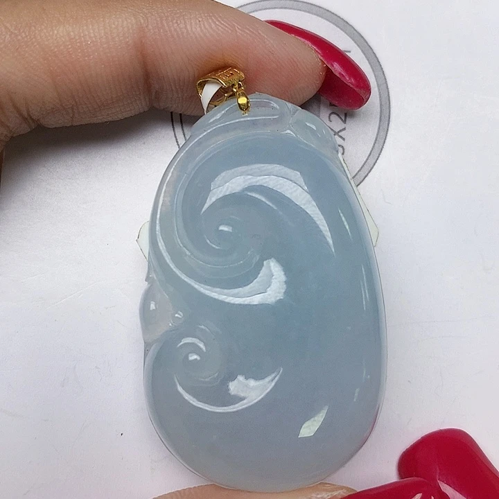 颈饰18K金镶嵌翡翠天然翡翠