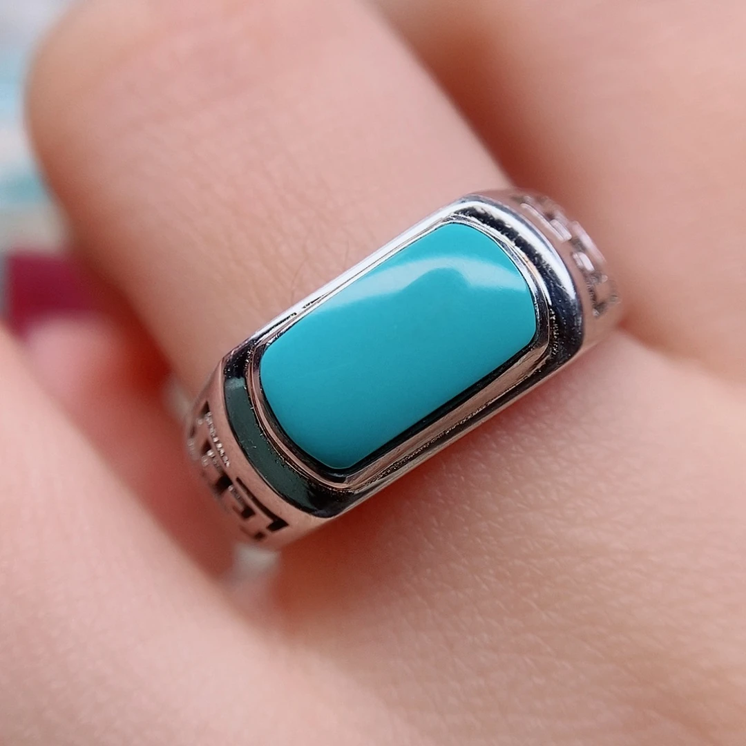 绿松石戒指银S925镶嵌易*闫