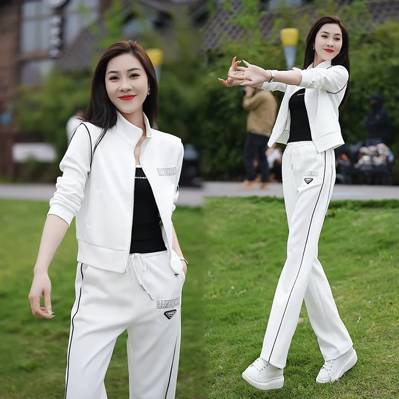 2025春秋上新休闲运动套装女时尚洋气新款显瘦拉链女士运动服套装