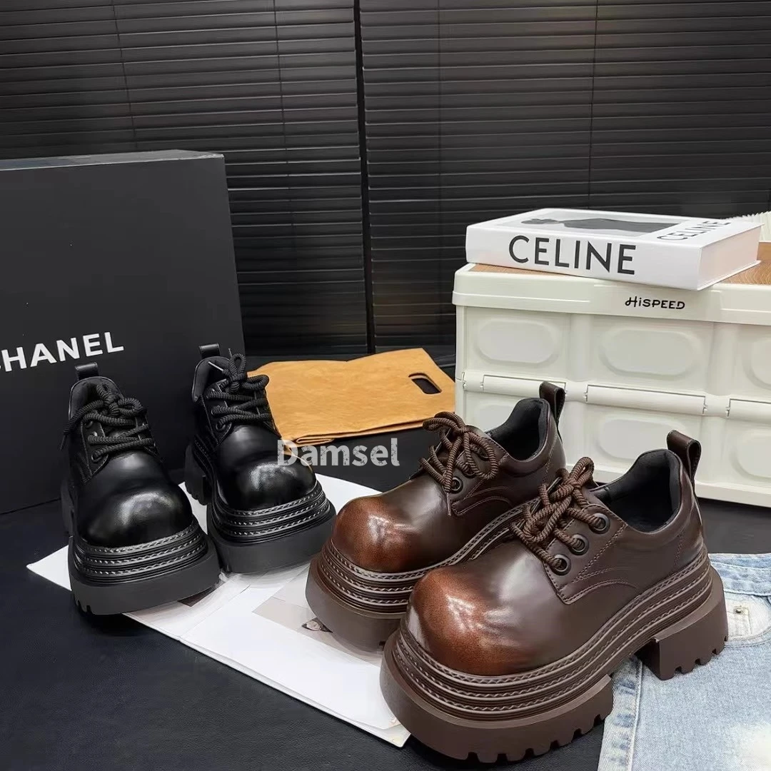 【新疆包邮】松糕厚底增高爆款JK小皮鞋女英伦风圆头系带小个子k514