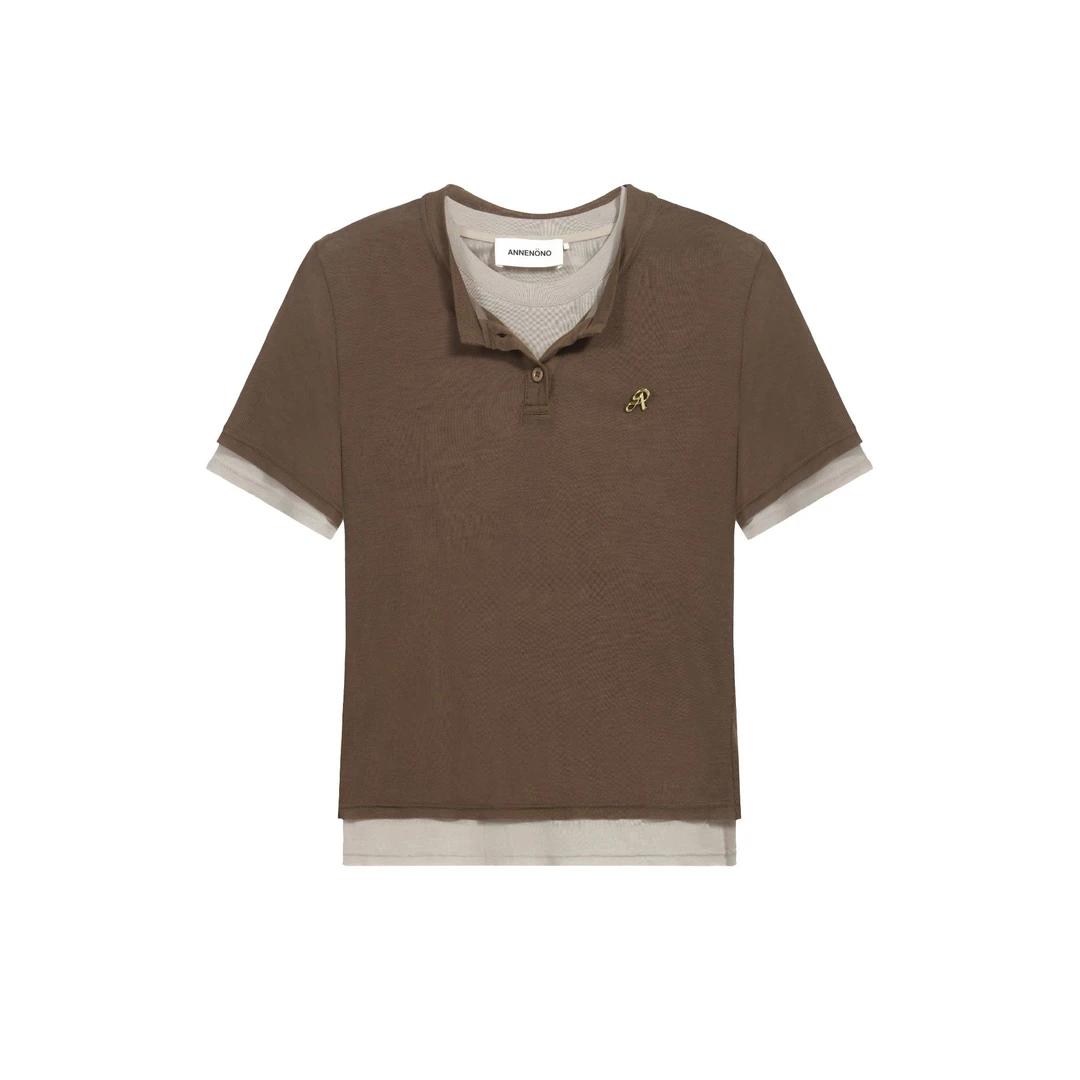 【ANNENONO】撞色2件套可拆分可叠穿超级显瘦T恤