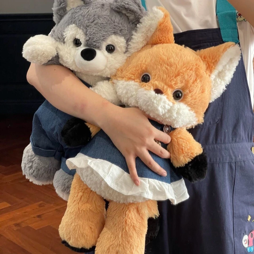 森林跑跑小狐狸玩偶大灰狼公仔毛绒玩具睡觉抱枕娃娃女生圣诞礼物