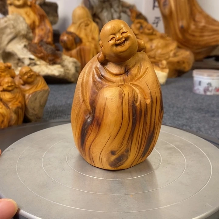 柏木（崖柏）崖柏弥勒佛摆件根雕工艺品