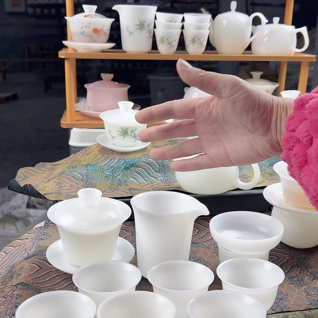 忘***啥素烧璞玉马蹄盖碗160ml茶海过滤组6个60ml反口杯