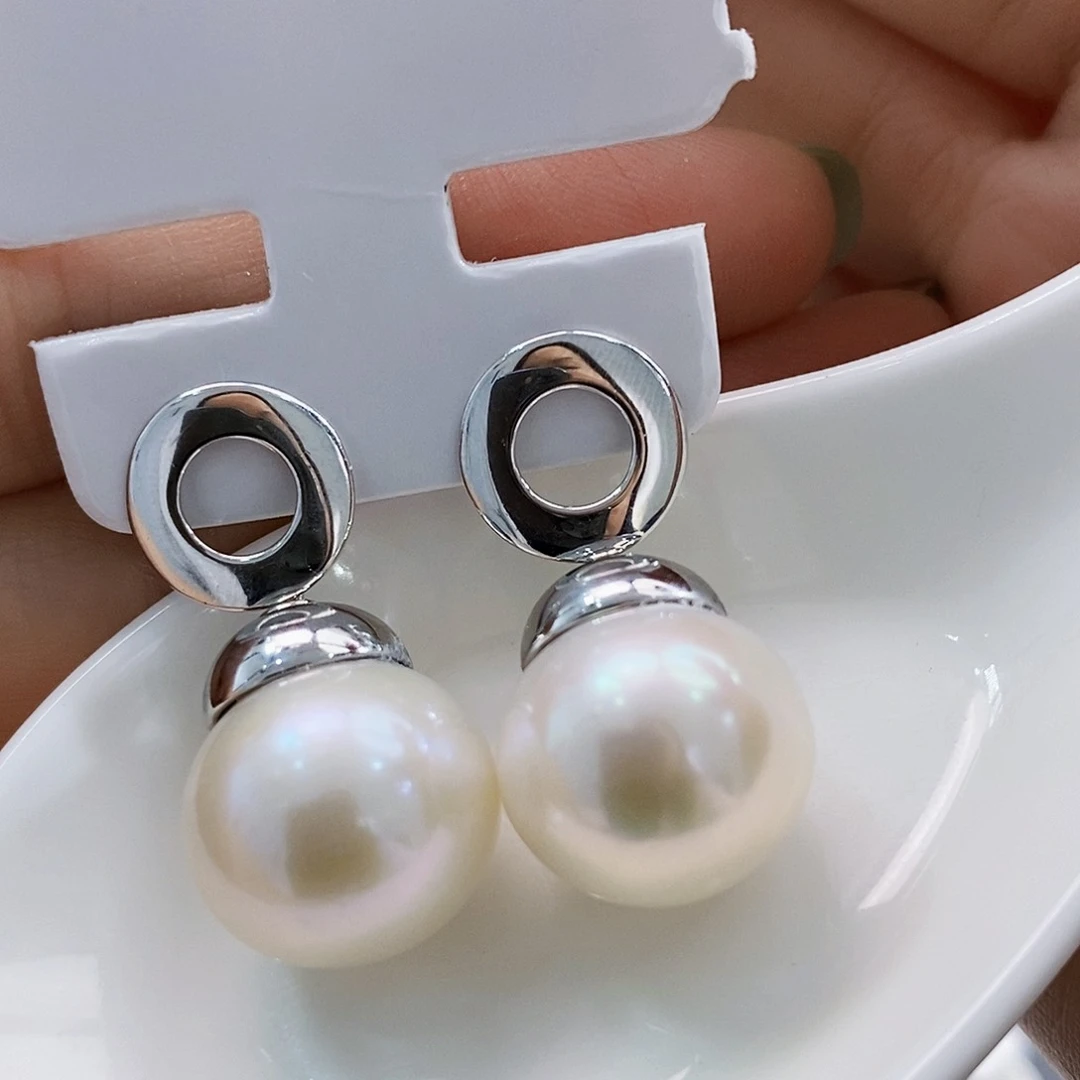 银S925镶嵌特价极光耳饰淡水珍珠
