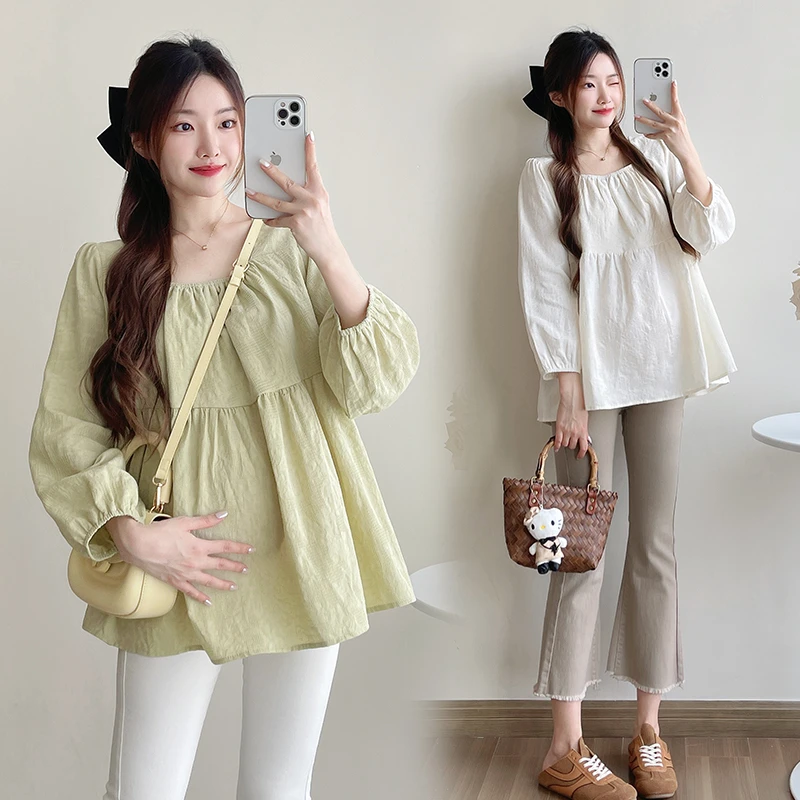 孕妇春夏季提花孕妇衬衫新款显瘦韩版休闲甜美宽松孕妇上衣