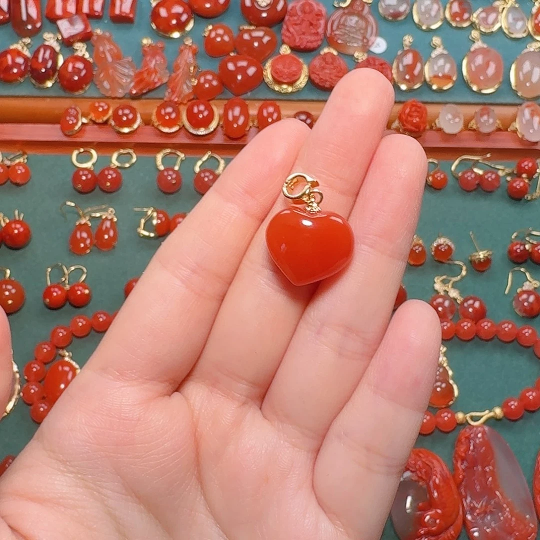 南红玛瑙银S925镶嵌吊坠