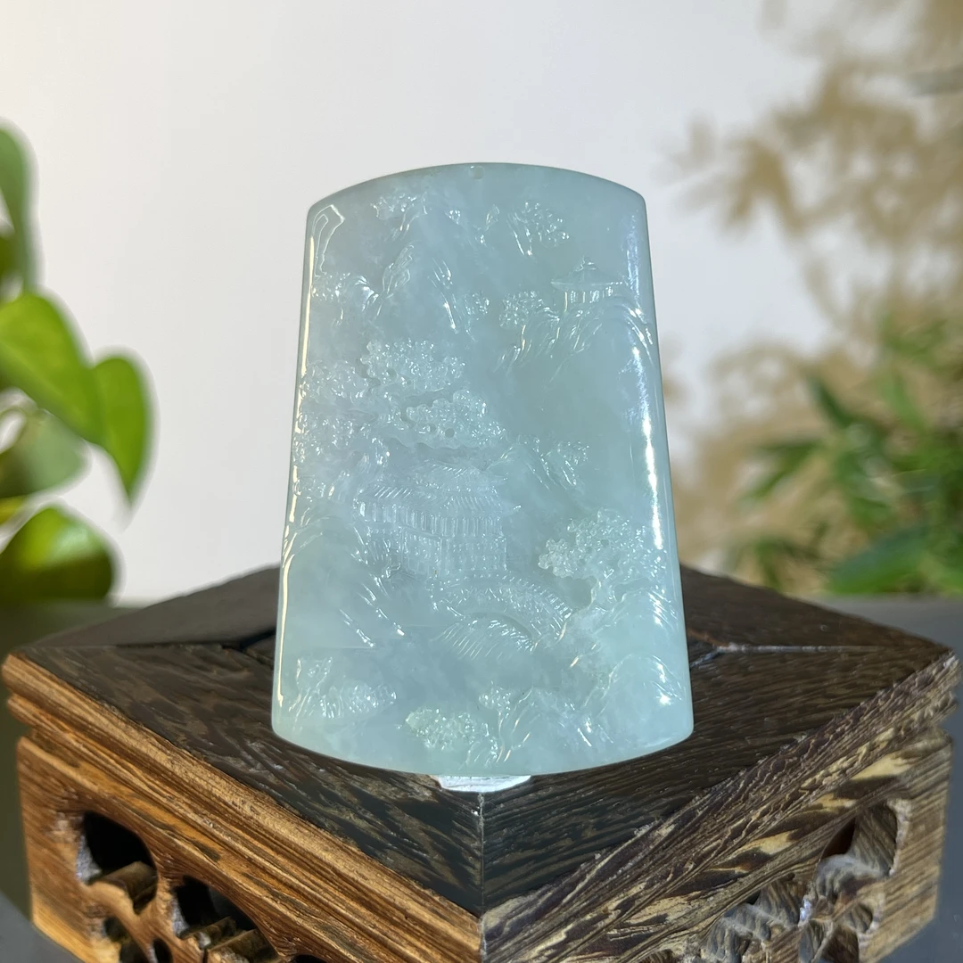 JXB19-146  天然缅甸A货翡翠 山水牌