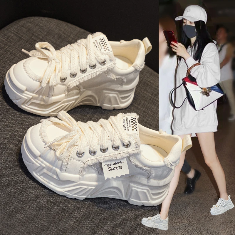 内增高老爹鞋女春季2025新款爆款厚底松糕休闲运动小白鞋女款