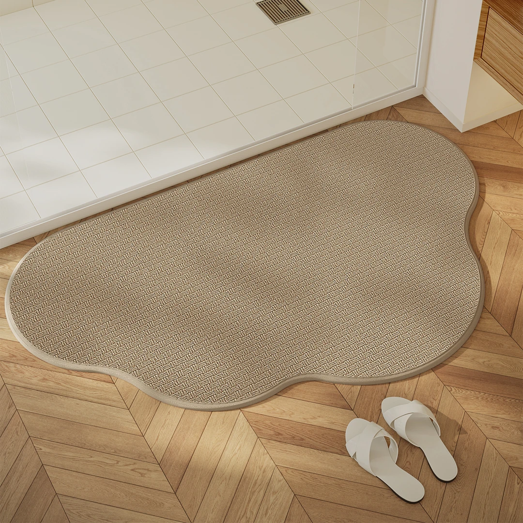 亚麻编织云朵感浴室地垫卫生间吸水垫厕所门口防滑垫脚垫速干地毯