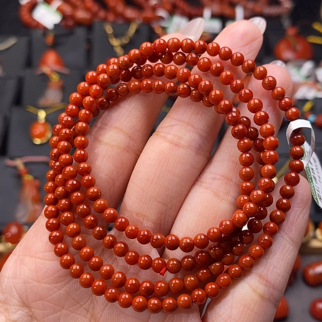 南红玛瑙未镶嵌四川凉山多圈手串4mm