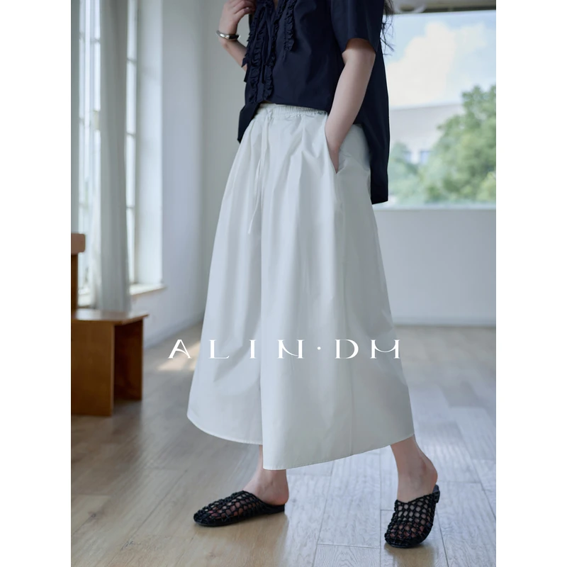 ALINDM【凉凉裙裤】大码微胖mm九分阔腿裤高腰遮肚裙裤-IG5158