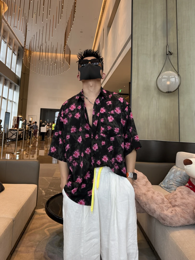 金先生夏季轻薄垂感时尚休闲宽松个性百搭复古花卉衬衫上衣